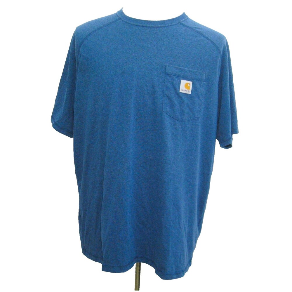 Carhartt Blue T-Shirt Mens Size XL Short Sleeve Logo Pocket Relaxed Fit Cotton